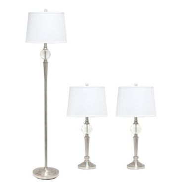 Lalia Home Crystal Drop Table and Floor Lamp Set in Brushed Nickel. View a larger version of this product image.