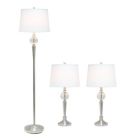 Alternate image 1 for Lalia Home Crystal Drop Table and Floor Lamp Set in Brushed Nickel