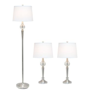 Lalia Home Crystal Drop Table and Floor Lamp Set in Brushed Nickel. View a larger version of this product image.