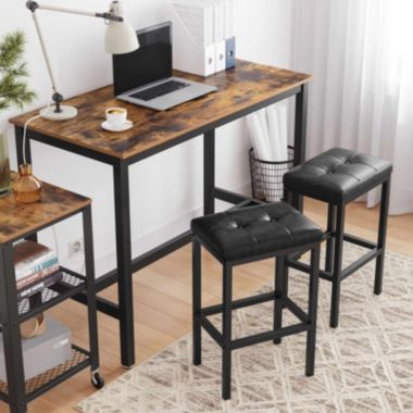 BreeBe Set of 2 Black Bar Stools with Cushion. View a larger version of this product image.