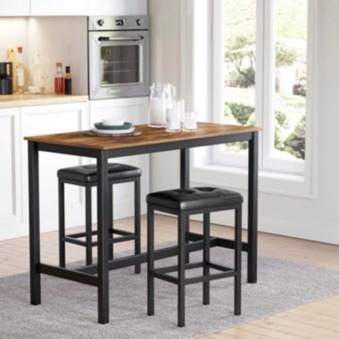BreeBe Set of 2 Black Bar Stools with Cushion. View a larger version of this product image.