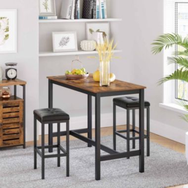 BreeBe Set of 2 Black Bar Stools with Cushion. View a larger version of this product image.
