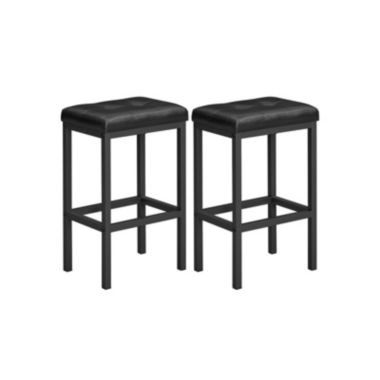 BreeBe Set of 2 Black Bar Stools with Cushion. View a larger version of this product image.