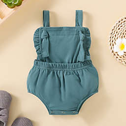 Laurenza's Girls' Teal Knotted Romper