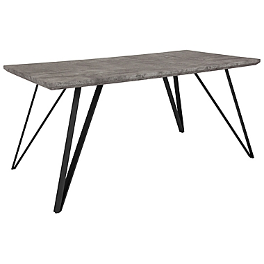 Merrick Lane Maya Rectangular Dining Table Faux Concrete Finish Kitchen Table with Retro Hairpin Legs. View a larger version of this product image.