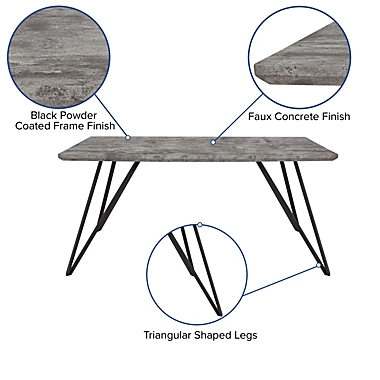 Merrick Lane Maya Rectangular Dining Table Faux Concrete Finish Kitchen Table with Retro Hairpin Legs. View a larger version of this product image.