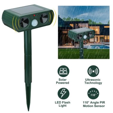 Eggracks By Global Phoenix Ultrasonic Animal Solar Powered Motion Sensor Repellent. View a larger version of this product image.