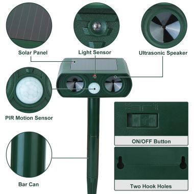 Eggracks By Global Phoenix Ultrasonic Animal Solar Powered Motion Sensor Repellent. View a larger version of this product image.