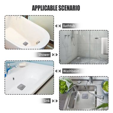 WeGuard 5.7" 4 Pack Flat Rubber Bathtub Sink Strainer with Suction Cups in Gray / White. View a larger version of this product image.