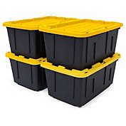 Tough Box 27 Gallon Stackable Storage Totes with Lids (4 Pack)