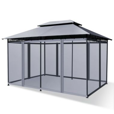 Gymax 2-Tier 10'x13' Steel Gazebo Canopy Tent Shelter Patio Garden Outdoor Netting. View a larger version of this product image.