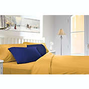 Infinity Merch 6 Piece Deep Pocket Bed Sheet Sets Twin Size Yellow with Royal Blue Pillowcases