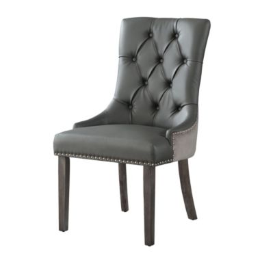 Inspired Home Jimmy Leather PU/ Velvet Dining Chair Set of 2. View a larger version of this product image.