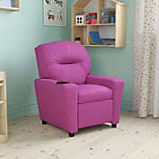 Flash Furniture Chandler Contemporary Hot Pink Vinyl Kids Recliner with Cup Holder