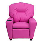 Alternate image 2 for Flash Furniture Contemporary Hot Pink Vinyl Kids Recliner With Cup Holder - Hot Pink Vinyl