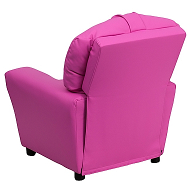 Flash Furniture Chandler Contemporary Hot Pink Vinyl Kids Recliner with Cup Holder. View a larger version of this product image.