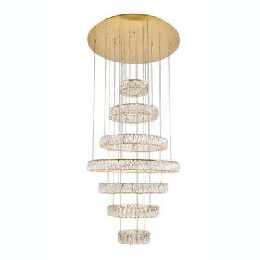 Elegant Lighting Monroe Integrated LED light Gold Chandelier Clear Royal Cut Crystal. View a larger version of this product image.