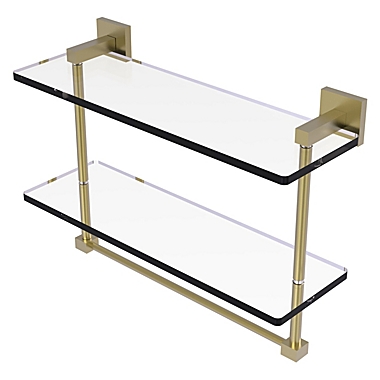 Allied Brass Montero Collection 16 Inch Two Tiered Glass Shelf with Integrated Towel Bar. View a larger version of this product image.