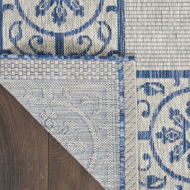 Nourison Garden Party GRD03 Indoor/outdoor Area Rug - Ivory Blue 2'2" x 7'6". View a larger version of this product image.