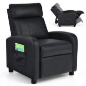 Gymax Kids Recliner Chair Adjustable Leather Sofa Armchair w/ Footrest Side Pocket