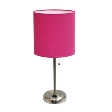 LimeLights Stick Lamp with Charging Outlet and Fabric Shade. View a larger version of this product image.