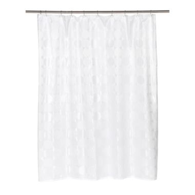 Carnation Home Fashions "Jacquard Circles" Fabric Shower Curtain - White 70" x 72". View a larger version of this product image.