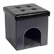 Jessar - Ottoman / Footstool With Animal Hideout, From The Maddox Collection, Black