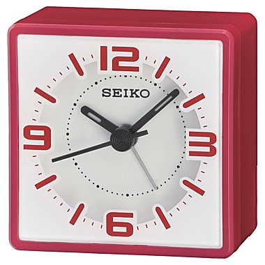 Seiko 2" Sei Modern Square Beep Bedside Alarm, Red. View a larger version of this product image.