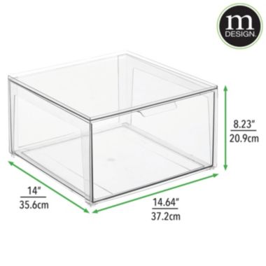 mDesign Plastic Stackable Bedroom Closet Storage Organizer with Drawer. View a larger version of this product image.
