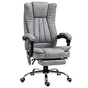 Vinsetto Massage Office Chair with 6 Points, Heated High Back Recliner with Adjustable Height, Swivel Wheels, Retractable Footrest, Grey
