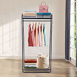 Kitcheniva Modern Clothes Rack With 2 Shelves Clothing Shops Garment Rack