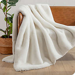 Bare Home Faux Fur Blanket - Ultra-Soft Blanket - Luxurious Fuzzy Warm Blanket - Cozy Lightweight Soft Blanket (Throw, White)