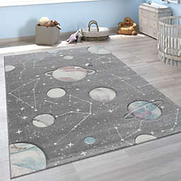 Paco Home Space Rug for Kids Colorful Galaxy with Planets and Stars in Grey