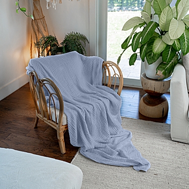 Muslin Blanket for Adults, Extra Large Twin 90" x 66", 6 Layer Cooling Cotton Softness, Breathable & Warm Throw for Bedroom, Living Room Couch by Comfy Cubs (Slate, Twin - Muslin). View a larger version of this product image.