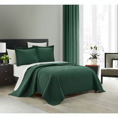 NY&C Home Teague 3 Piece Quilt Set Contemporary Organic Wave Pattern Bedding - Pillow Shams Included, King, Green. View a larger version of this product image.