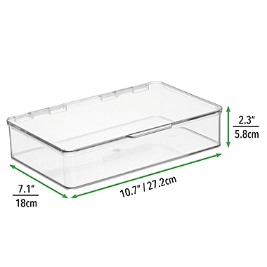 mDesign Plastic Kitchen Fridge Storage Organizer Box, Hinged Lid, 2 Pack, Clear. View a larger version of this product image.