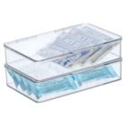 Alternate image 2 for mDesign Plastic Kitchen Fridge Storage Organizer Box, Hinged Lid, 2 Pack, Clear