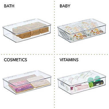 mDesign Plastic Kitchen Fridge Storage Organizer Box, Hinged Lid, 2 Pack, Clear. View a larger version of this product image.