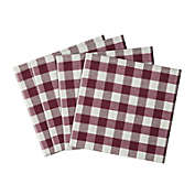 Kate Aurora Country Living 4 Pack Gingham Plaid Checkered Country Farmhouse Napkins - 8 in. W x 17 in. L, Burgundy