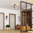 Alternate image 2 for Hooya Imp.& Exp.  3-Light Semi Flush Industrial Seeded Glass Mount Ceiling Lamp