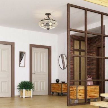 Hooya Imp.& Exp.  3-Light Semi Flush Industrial Seeded Glass Mount Ceiling Lamp. View a larger version of this product image.