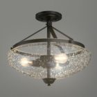 Alternate image 3 for Hooya Imp.& Exp.  3-Light Semi Flush Industrial Seeded Glass Mount Ceiling Lamp