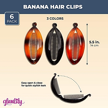 Glamlily Banana Hair Clips, Thick Hair Accessories for Women, 2 Colors (  In, 6 Pack) | Bed Bath & Beyond