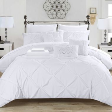 Chic Home Mycroft Pinch Pleated Ruffled Bed In A Bag Soft Microfiber Sheets 10 Pieces Comforter Decorative Pillows & Shams - King 104" x 90, White. View a larger version of this product image.