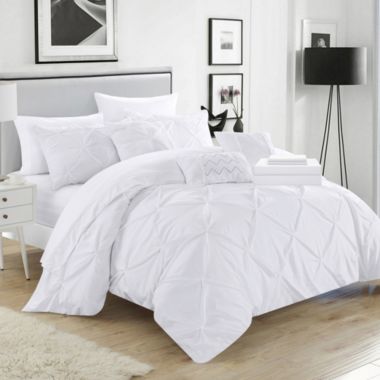 Chic Home Mycroft Pinch Pleated Ruffled Bed In A Bag Soft Microfiber Sheets 10 Pieces Comforter Decorative Pillows & Shams - King 104" x 90, White. View a larger version of this product image.