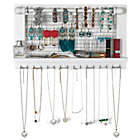 Alternate image 2 for Inq Boutique White Wall Mounted Jewelry Organizer, Wooden Earring Holder with Shelf, Hanging