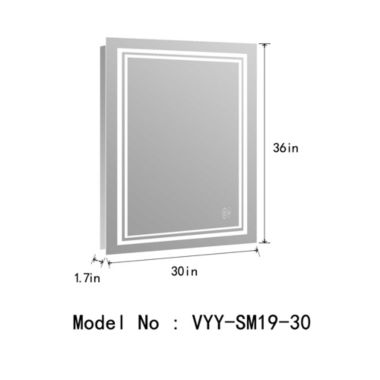 Vyaya Victoria 30 in. W x 36 in. H Rectangular Frameless Anti-Fog Wall Bathroom LED Vanity Mirror in Silver. View a larger version of this product image.