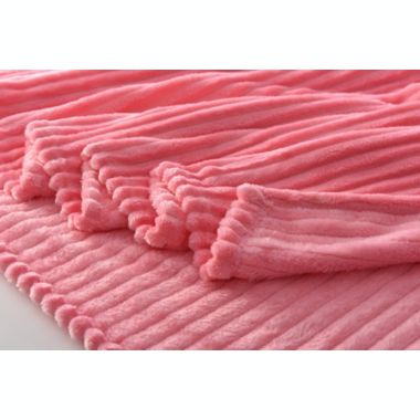 L'baiet Modern Indoor  Ribbed King Blanket 108"x90" 100% Polyester, Fluffy, Cozy, Plush, Microfiber, Warm Bedding Cover - Pink. View a larger version of this product image.