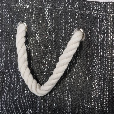 DII Black and Silver Woven Paper Bin with Rope Handles - 9 inches. View a larger version of this product image.