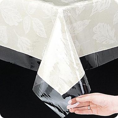 Carnation Home Fashions Oval-Shaped, Vinyl Tablecloth Protector - Clear 54x72". View a larger version of this product image.